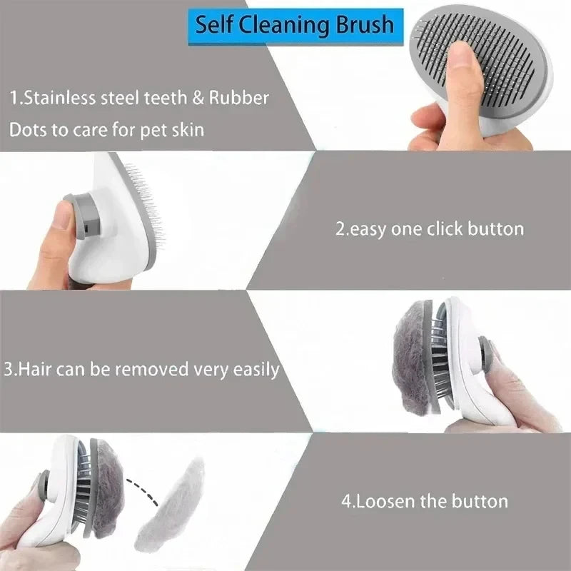 Self-Cleaning Deshedding Brush for Dogs & Cats